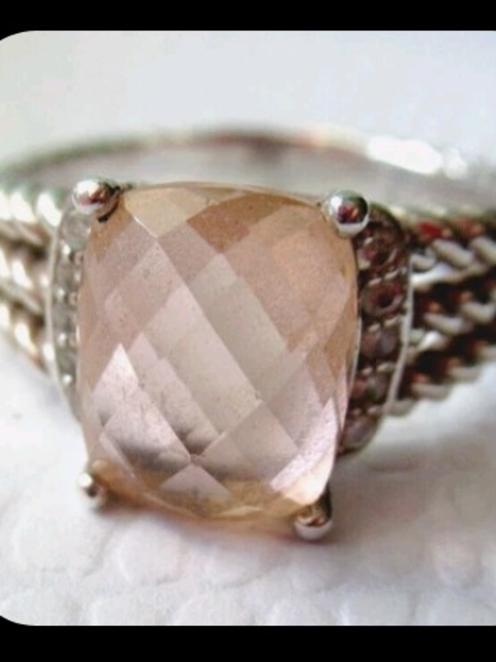 David Yurman Morganite And Diamond Weaton Peach/Pink Size 8 Ring